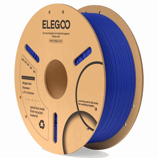 Spool of blue filament on a cardboard reel with ELEGOO branding.