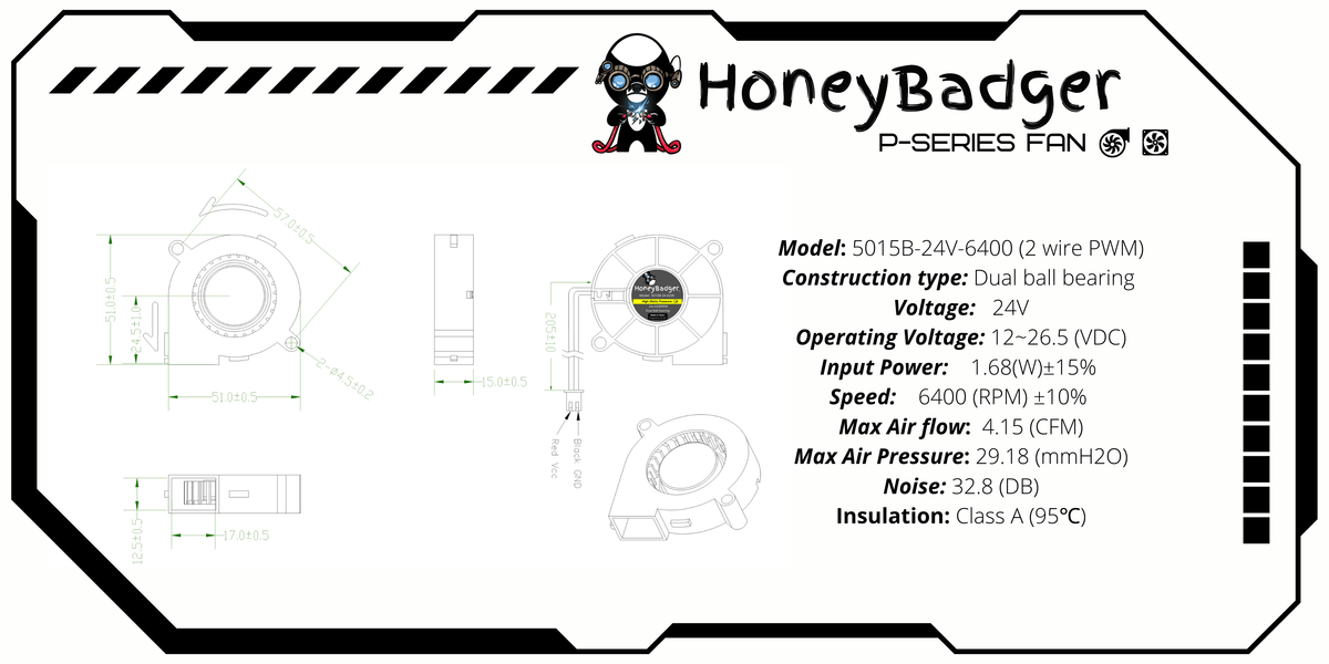 HoneyBadger Performance Series 5015 Blower Fans 2–4 Wire, PWM & Tach Options by Fabreeko – product photo 8