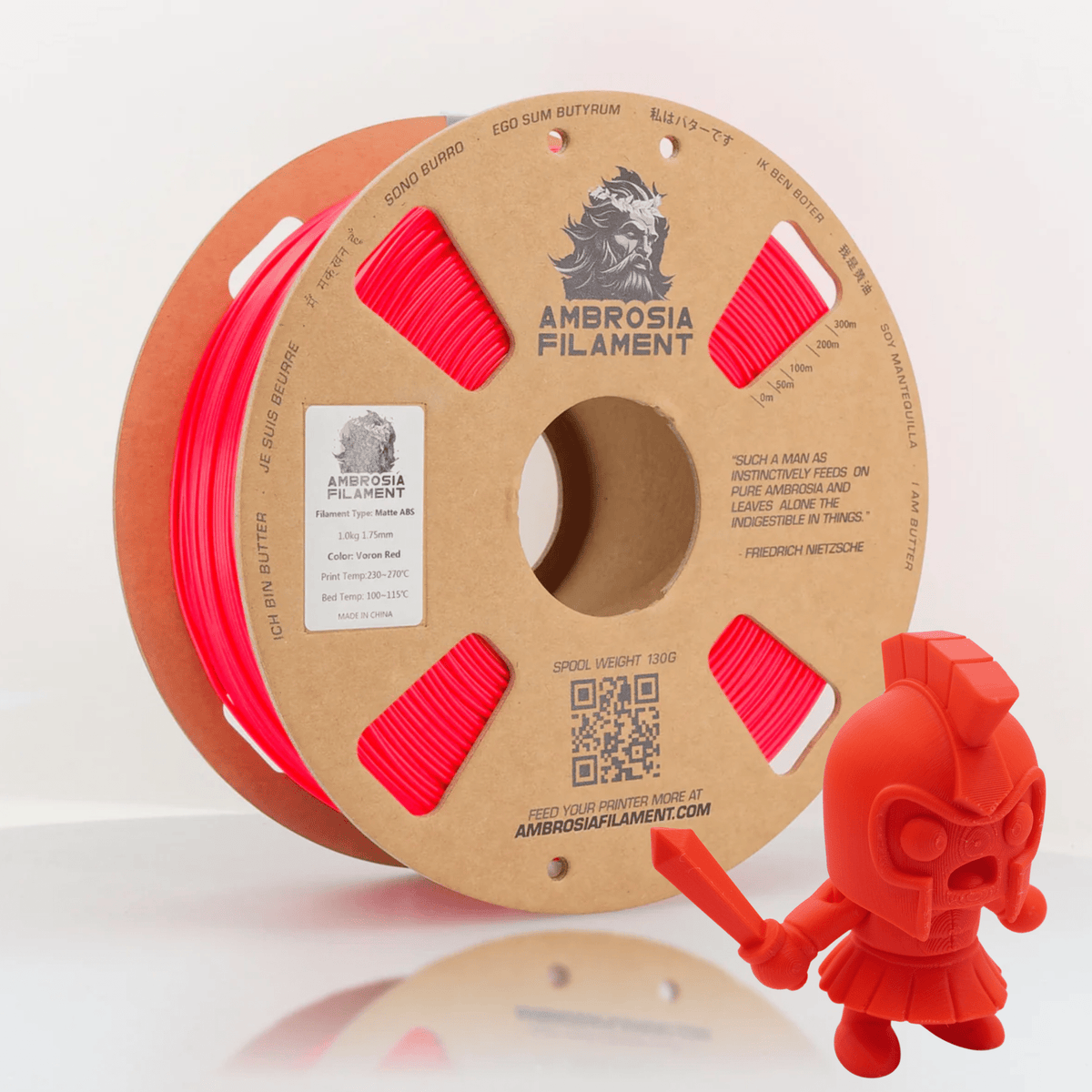 AMBROSIA ABS Matte Filament of the Gods — Hot Pink 1kg cardboard spool