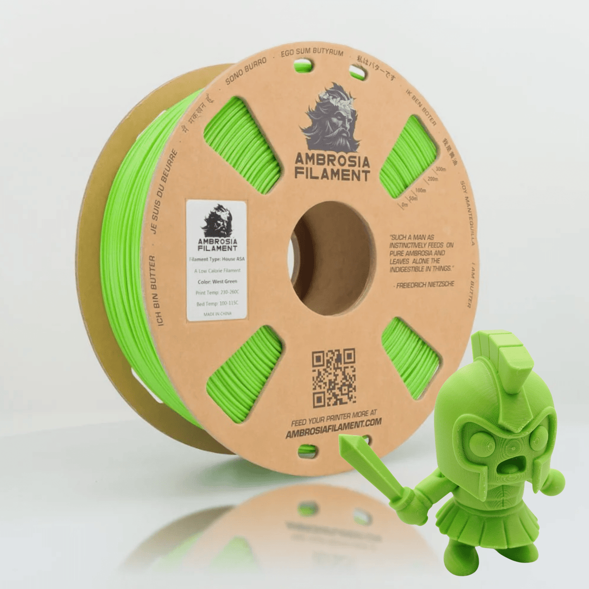 Ambrosia ASA filament in West Green, 1kg AMS-friendly cardboard spool