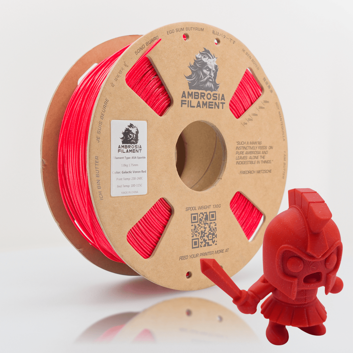 Ambrosia ASA Galactic sparkle filament in Galactic Voron Red, 1kg cardboard spool