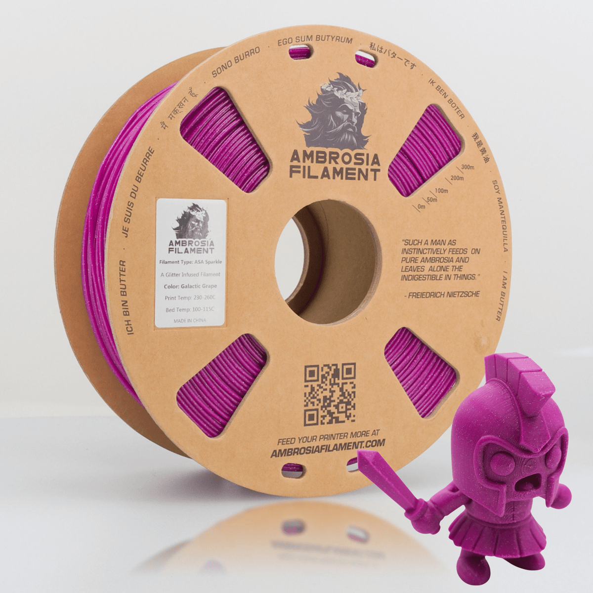 Ambrosia ASA Galactic sparkle filament in Galactic Grape, 1kg cardboard spool