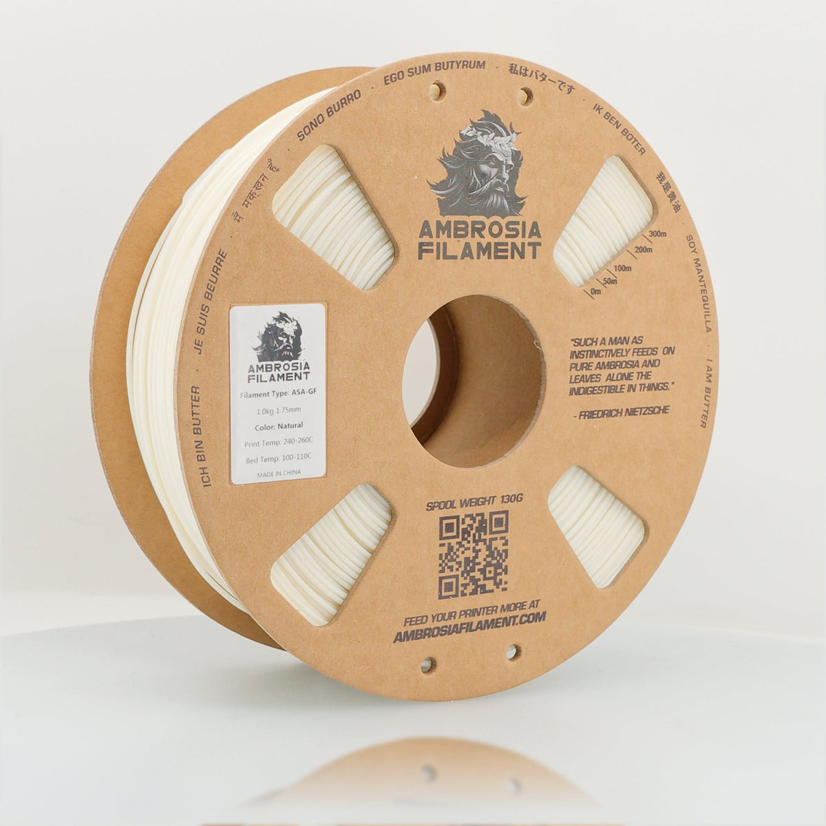 AMBROSIA ASA-GF Glass Filled ASA — Black 1kg cardboard spool
