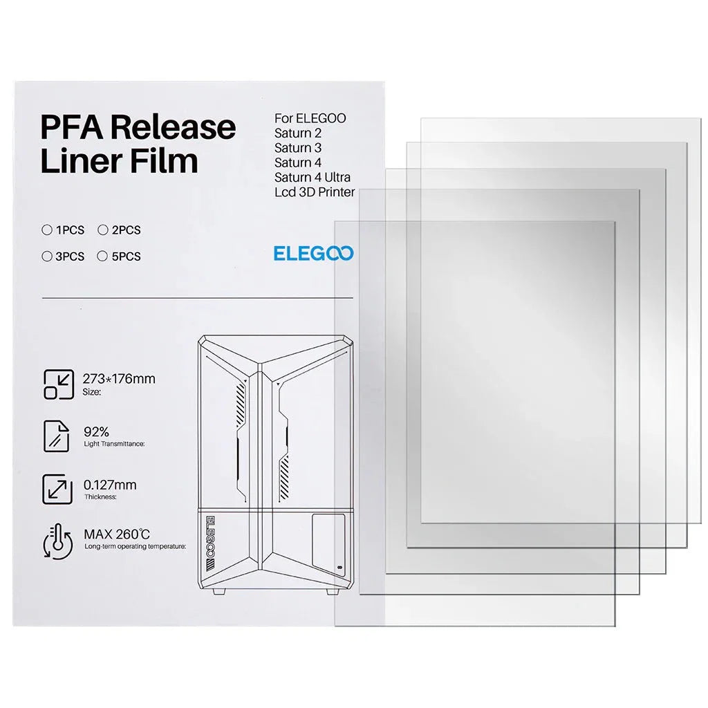 Elegoo Saturn 2 / 3 / 4 and 4 Ultra PFA Film (5 Pack) - Protect Your 3D Prints — view 1