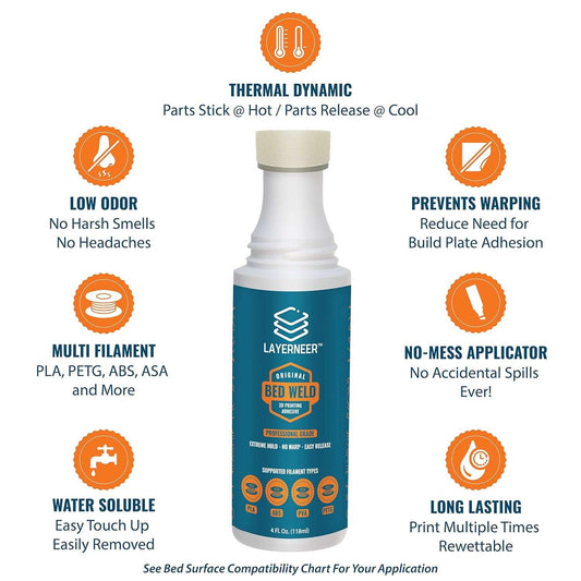 Layerneer Bed Weld 3D Printer Bed Adhesive for Perfect First Layers - CONSUM3D