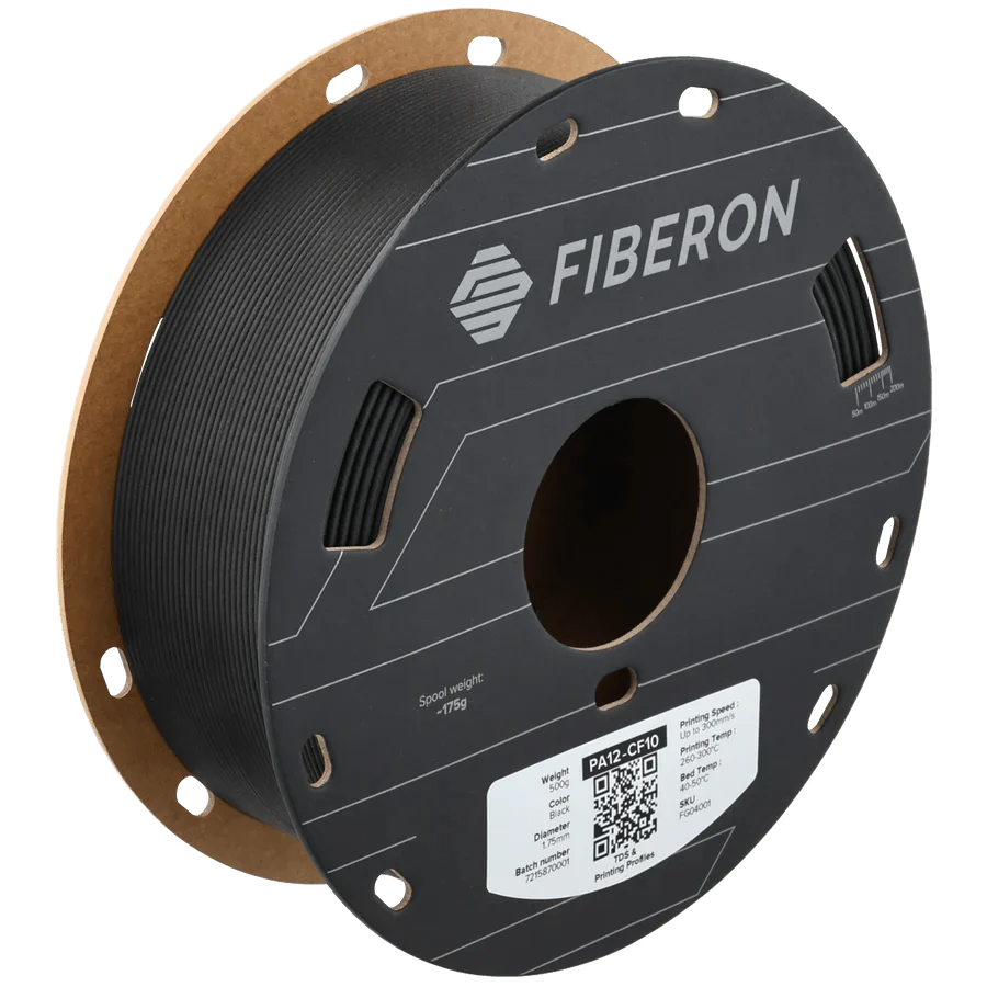 Polymaker Fiberon PA12-CF10 500g spool — 10% carbon fiber PA12 nylon filament 1.75mm