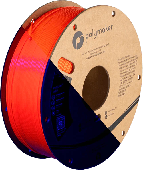 Polymaker PolyLite NEON ABS 1kg spool on white background