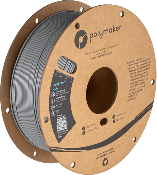 Polymaker PolySonic PLA 1kg 1.75mm spool on white background