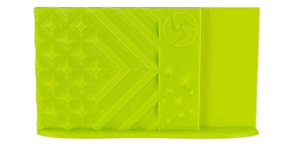 Green textured wallet with a brand logo on a white background