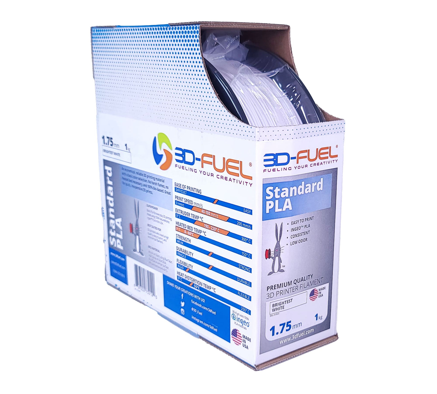 Box of 3D-Fuel Standard PLA filament on a white background