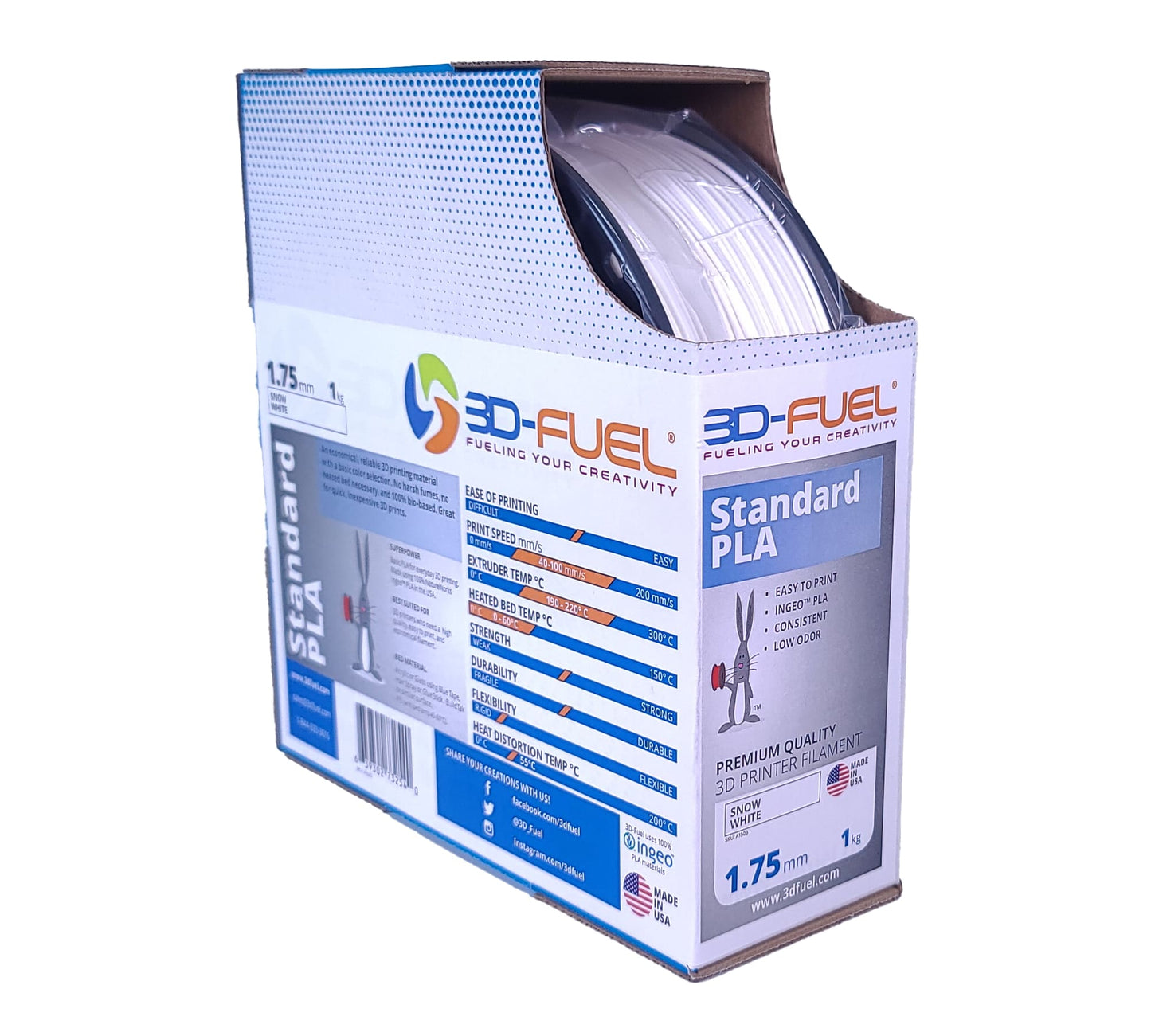 Box of 3D-Fuel Standard PLA filament on a white background