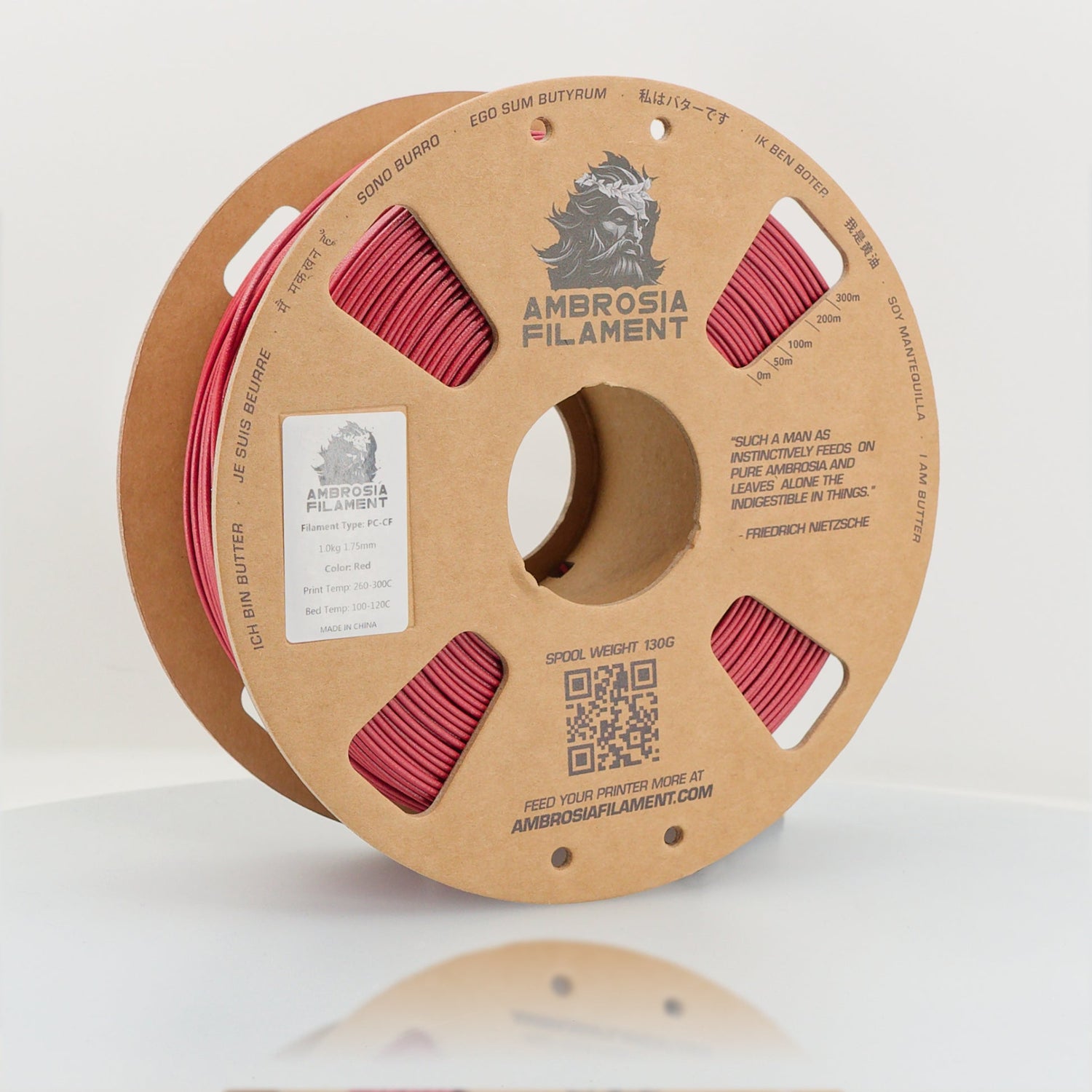 PC spool of filament in pink with a white background