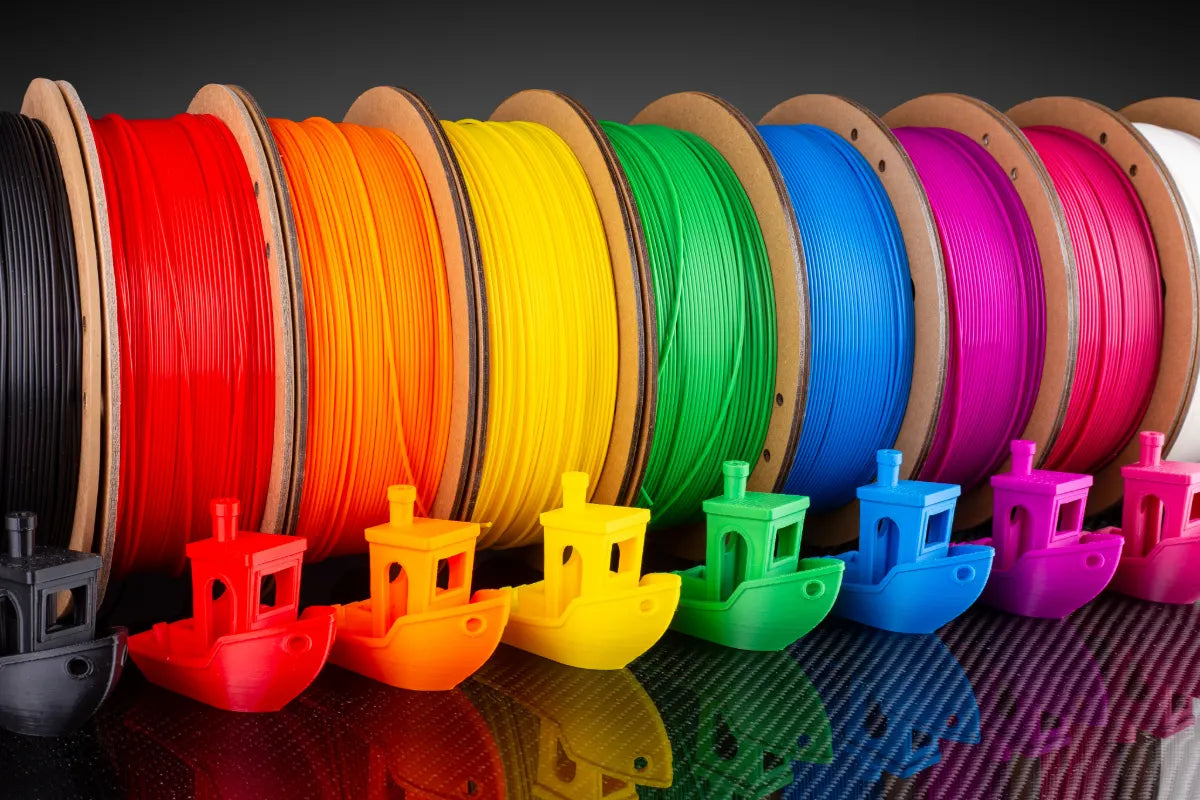 Variety of filament spools in many colors portraying CONSUM3D as a leading retailer