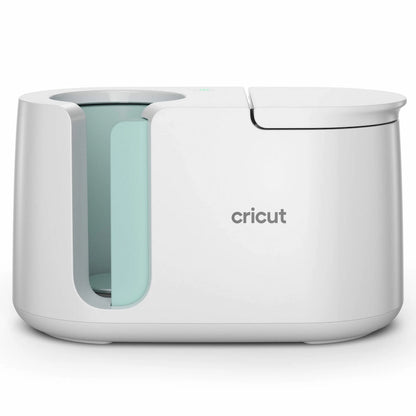 A white Cricut smart humidifier and air freshener with a light mint green water reservoir visible on the left side, shown against a plain white background.