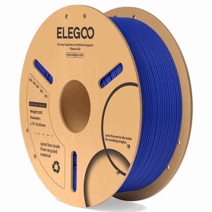 Spool of blue filament on a cardboard reel with ELEGOO branding.