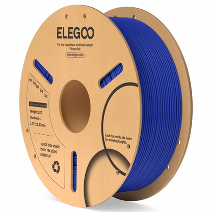 Spool of blue filament on a cardboard reel with ELEGOO branding.