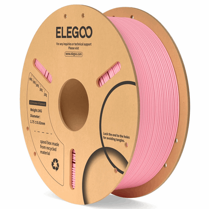 Spool of pink filament with ELEGOO branding on a white background