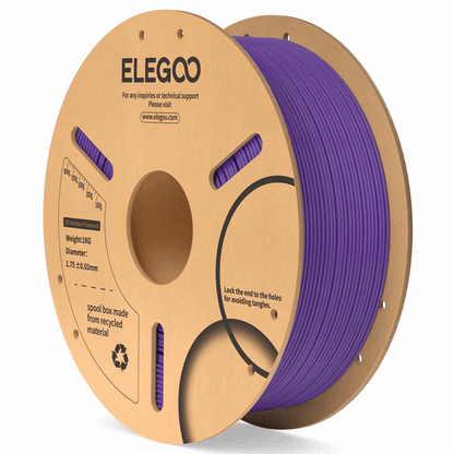 Spool of purple filament with ELEGOO branding on a white background
