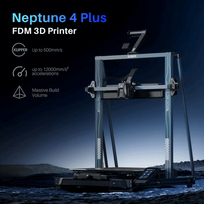 Neptune 4 Max FDM 3D Printer with specifications on a dark background