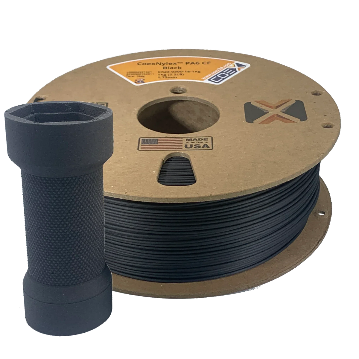 COEX 3D Black CoexNylex PA6-CF 3D printer filament 1.75mm, image 2 of 3