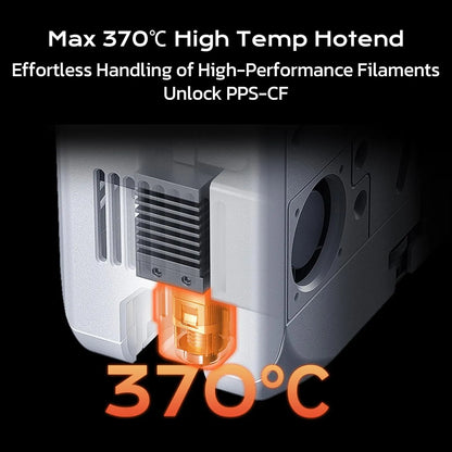 High-temp hotend with text highlighting its capabilities on a black background