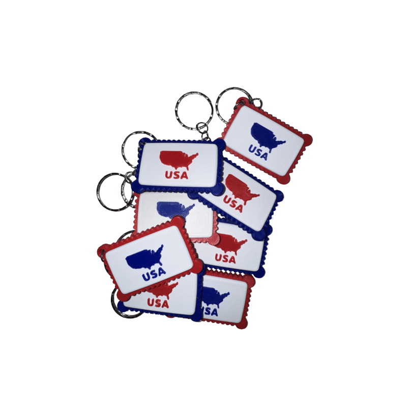 Keychains with USA map design on a white background