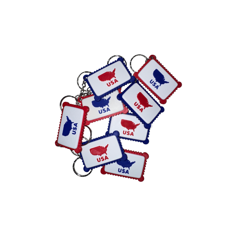 Set of keychains with USA design on a white background