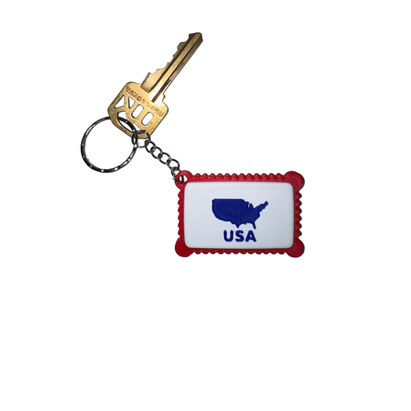 Keychain with USA map design on a white background