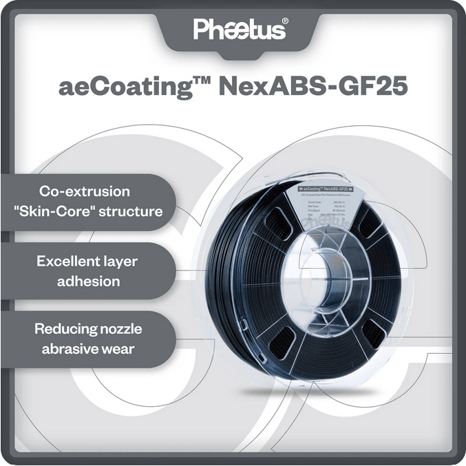 Phaetus NexABS-GF25 — glass-filled ABS aeCoating spool detail