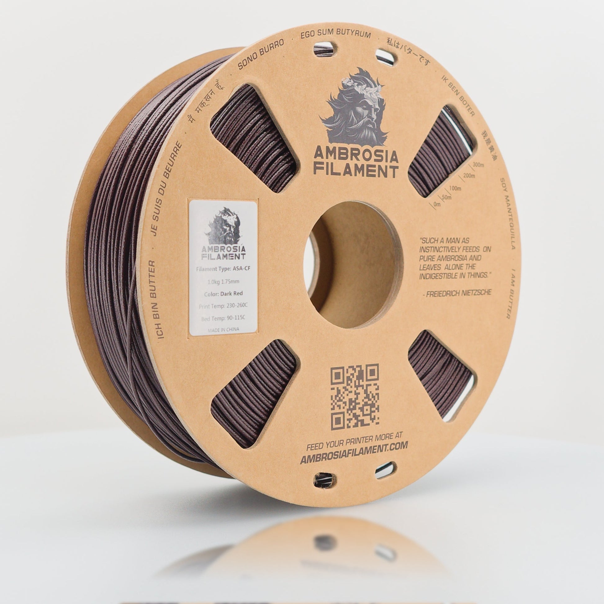 Spool of Ambrosia Filament on a white background