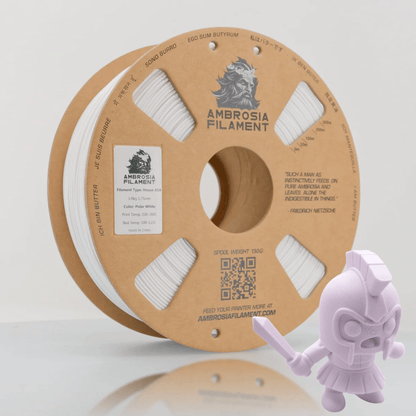 Ambrosia ASA filament in Polar White, 1kg AMS-friendly cardboard spool