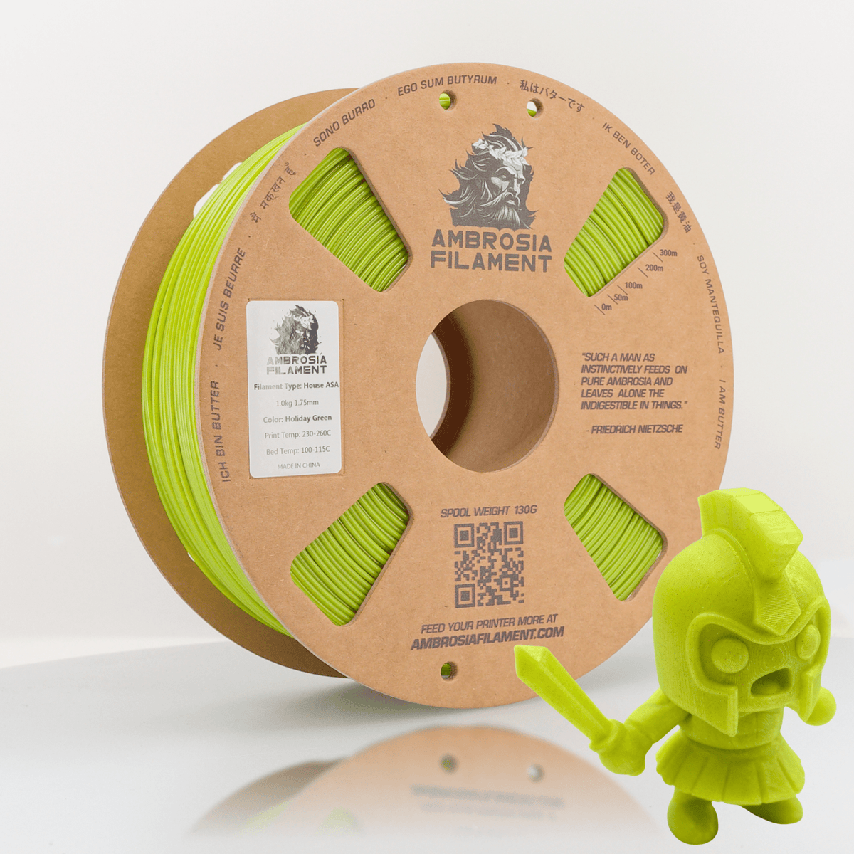 Ambrosia ASA Galactic sparkle filament in Galactic Holiday Green (Green w/ Red Sparkle), 1kg cardboard spool