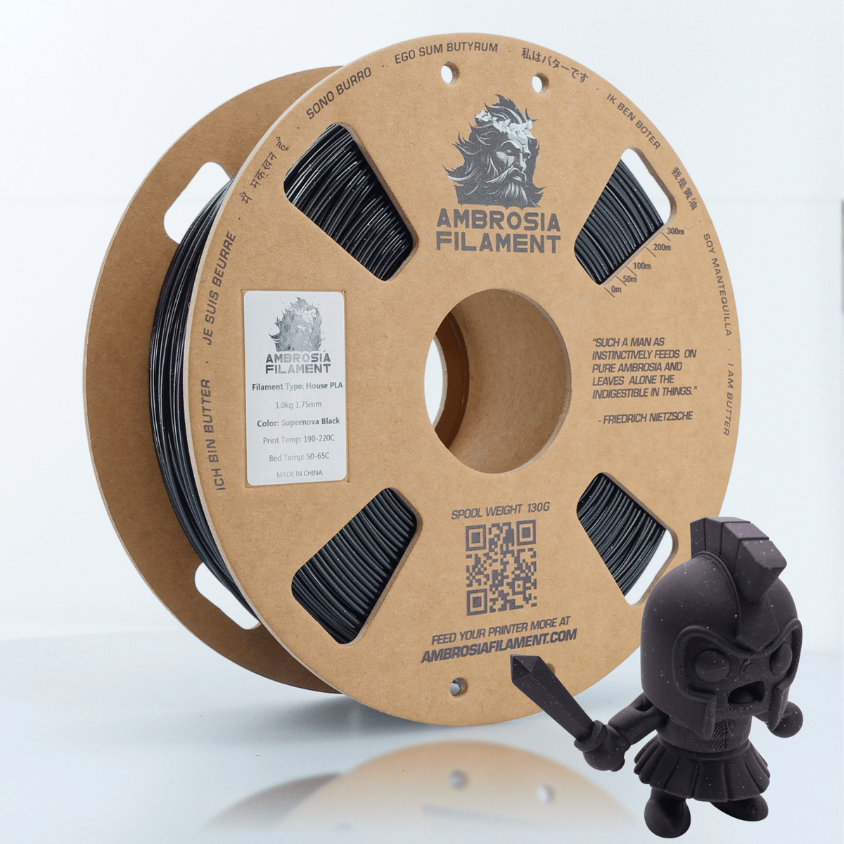 Ambrosia ASA Galactic sparkle filament in Supernova Black, 1kg cardboard spool