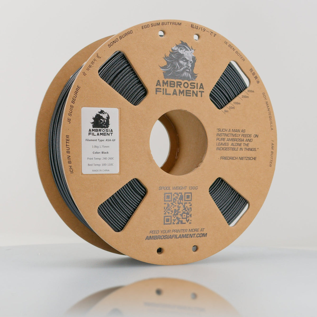 AMBROSIA ASA-GF Glass Filled ASA — Black 2KG cardboard spool