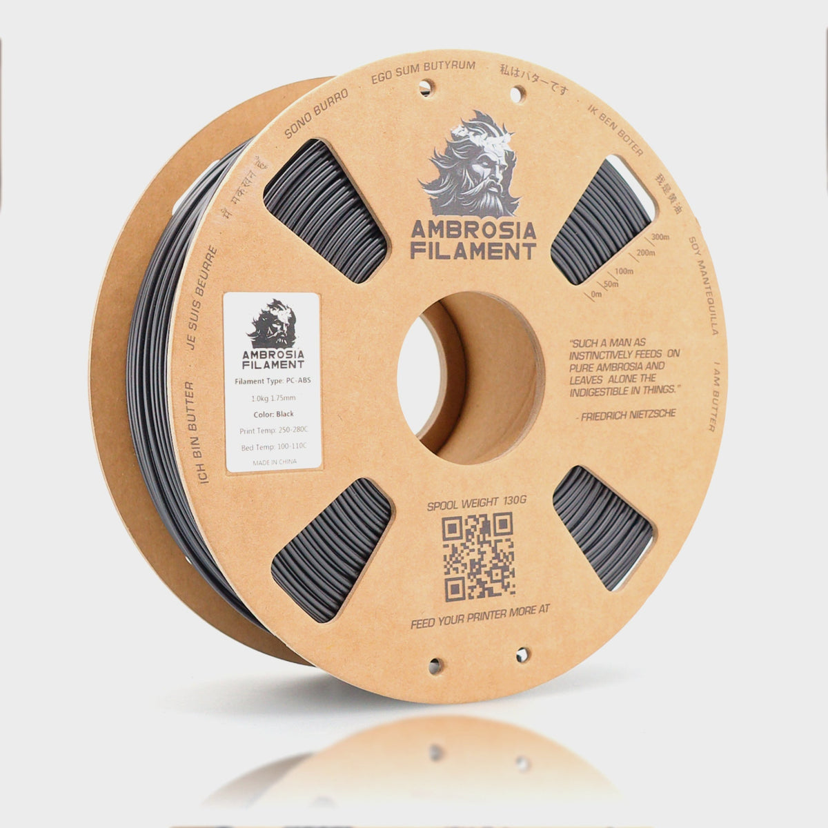 AMBROSIA PC-ABS Filament of the Gods — Galactic Grey 1kg spool