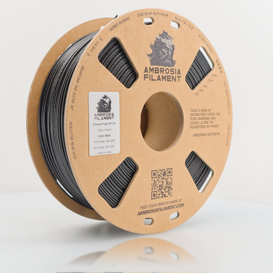 AMBROSIA PC-CF Filament of the Gods — Black 1kg cardboard spool