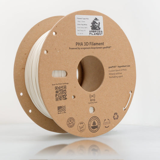 Ambrosia PHA filament in Fog White, 1.75mm 1kg spool