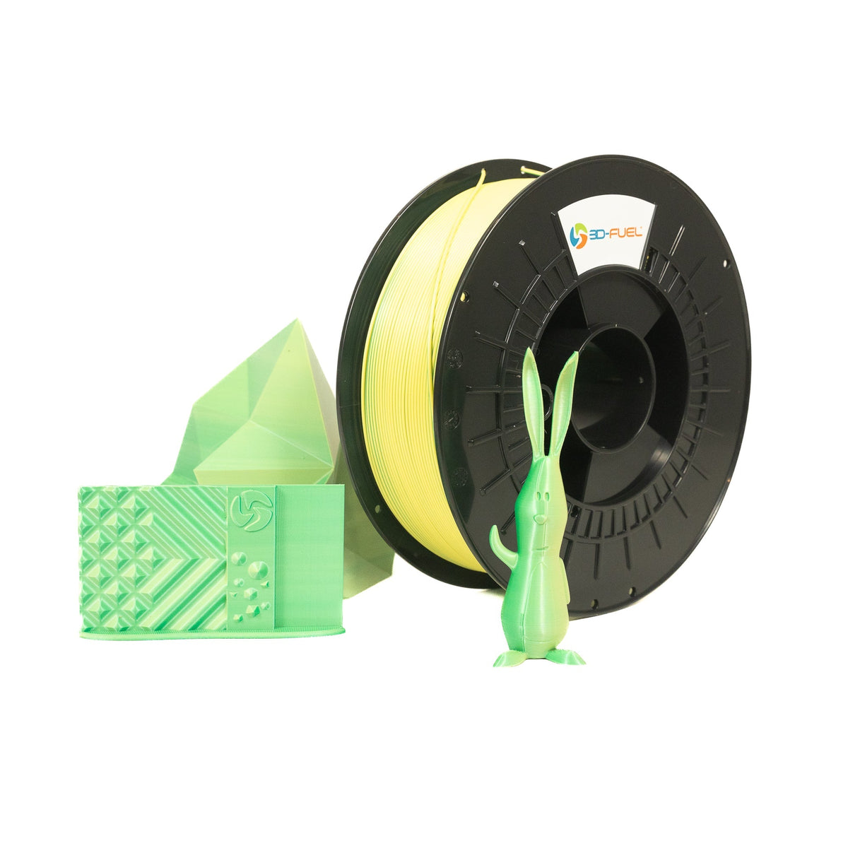 Dual-Color Silk PLA+, Silky Lemon Lime, 1.75mm by 3D-Fuel – product photo 3