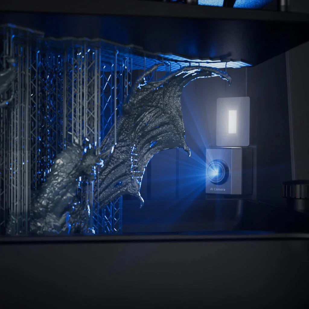 Close-up of a computer case with visible cooling system and LED lights in a dark setting