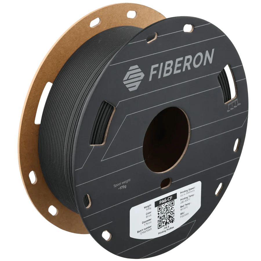 Polymaker Fiberon PA6-CF20 500g spool — 20% carbon fiber nylon engineering filament 1.75mm