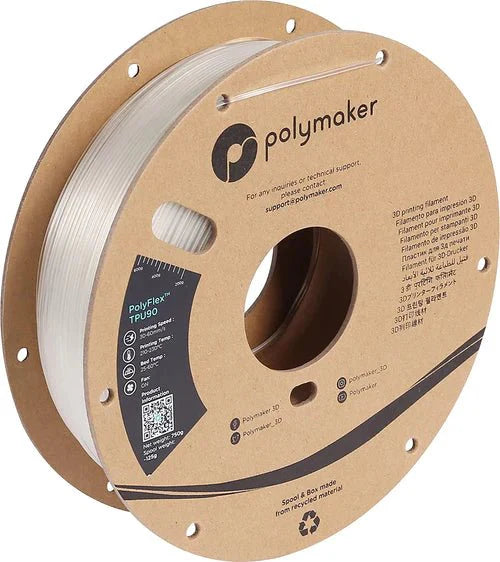 Polymaker PolyFlex TPU90 750g spool — flexible 90A Shore filament 1.75mm