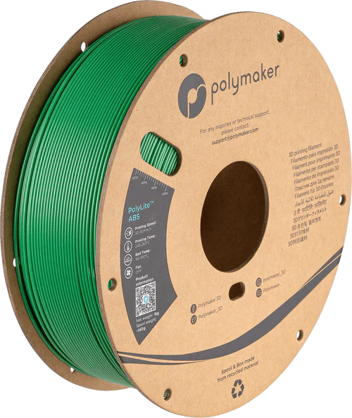 Polymaker PolyLite ABS 1kg — Jam-Free ABS filament spool on white background