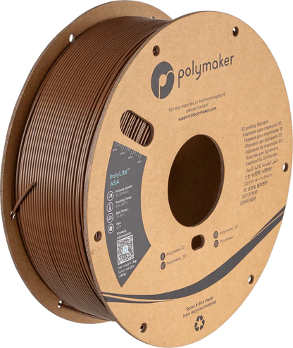 Spool of Polymaker 3D printing filament on a white background