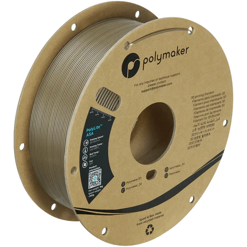 Spool of Polymaker 3D printing filament on a white background