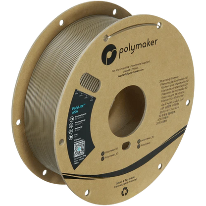 Spool of Polymaker 3D printing filament on a white background