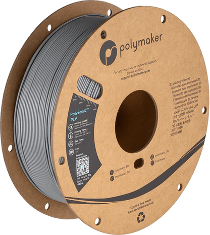 Polymaker PolySonic PLA 1kg 1.75mm spool on white background