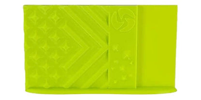 Green textured wallet with a brand logo on a white background