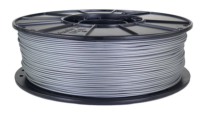 Spool of gray filament on a white background