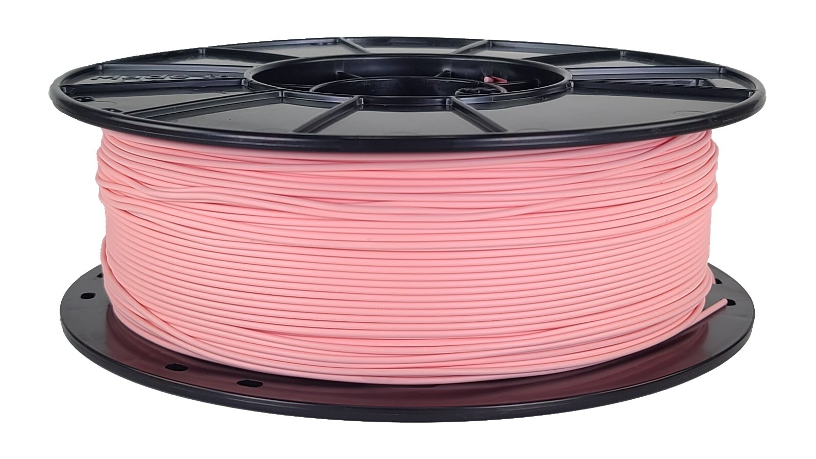 Spool of pink filament on a white background