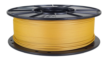Spool of yellow filament on a white background